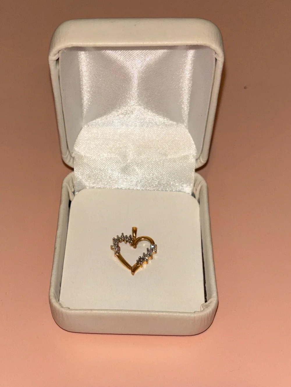 Gold Heart Pendant with Clear Stones - Women Jewelry